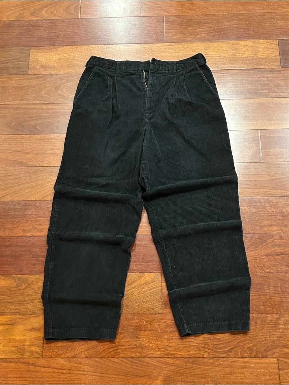 Karen Scott Black Corduroy Pleated Trousers